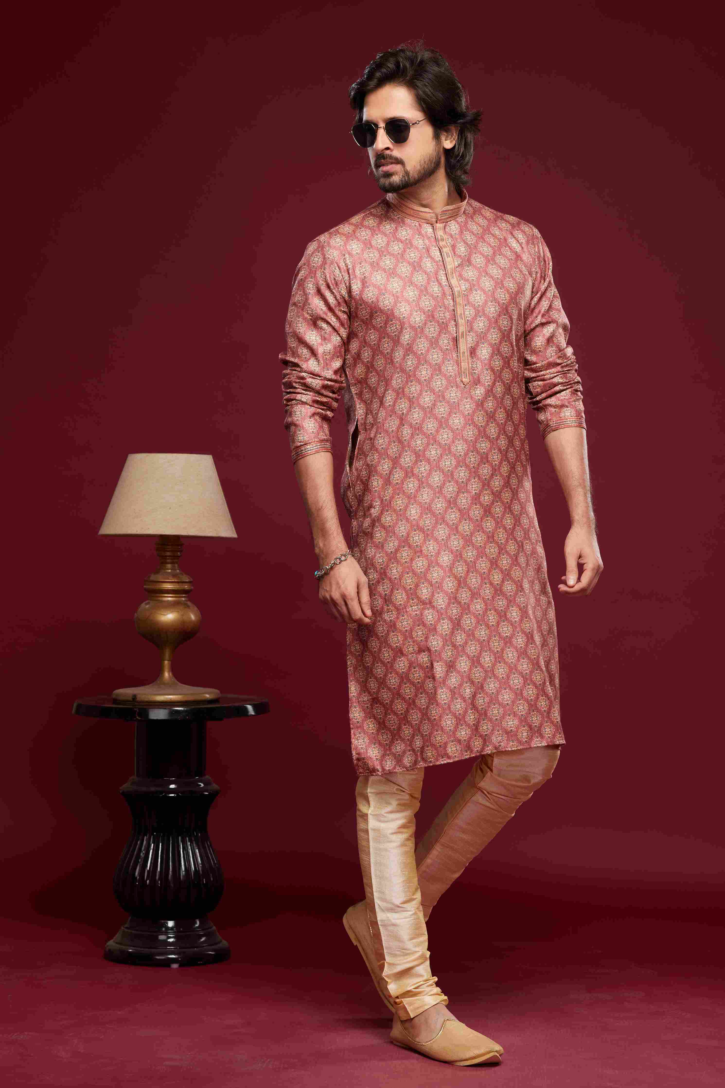 Raivat Ethnic Art Silk Digital Print Pintux Work Kurta Pajama In Pink Colour - Distacart