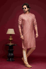 Thumbnail for Raivat Ethnic Art Silk Digital Print Pintux Work Kurta Pajama In Pink Colour - Distacart