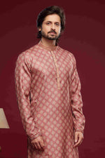 Thumbnail for Raivat Ethnic Art Silk Digital Print Pintux Work Kurta Pajama In Pink Colour - Distacart