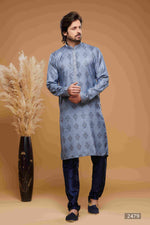 Thumbnail for Raivat Ethnic Art Silk Digital Print Pintux Work Kurta Pajama In Blue Colour - Distacart