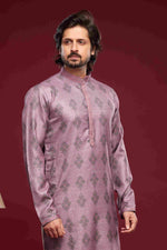 Thumbnail for Raivat Ethnic Art Silk Digital Print Pintux Work Kurta Pajama In Magenta Colour - Distacart