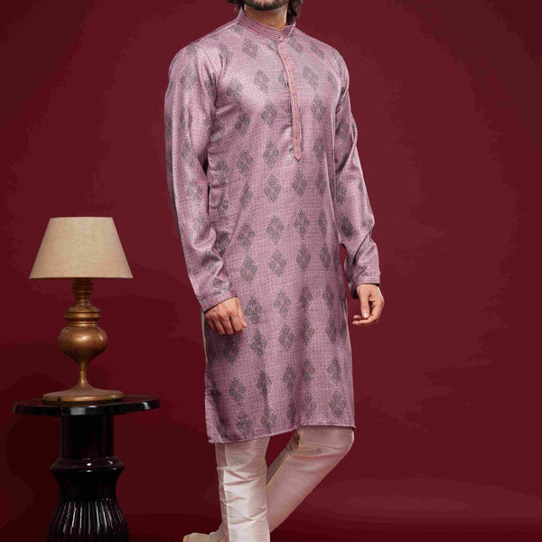 Raivat Ethnic Art Silk Digital Print Pintux Work Kurta Pajama In Magenta Colour - Distacart