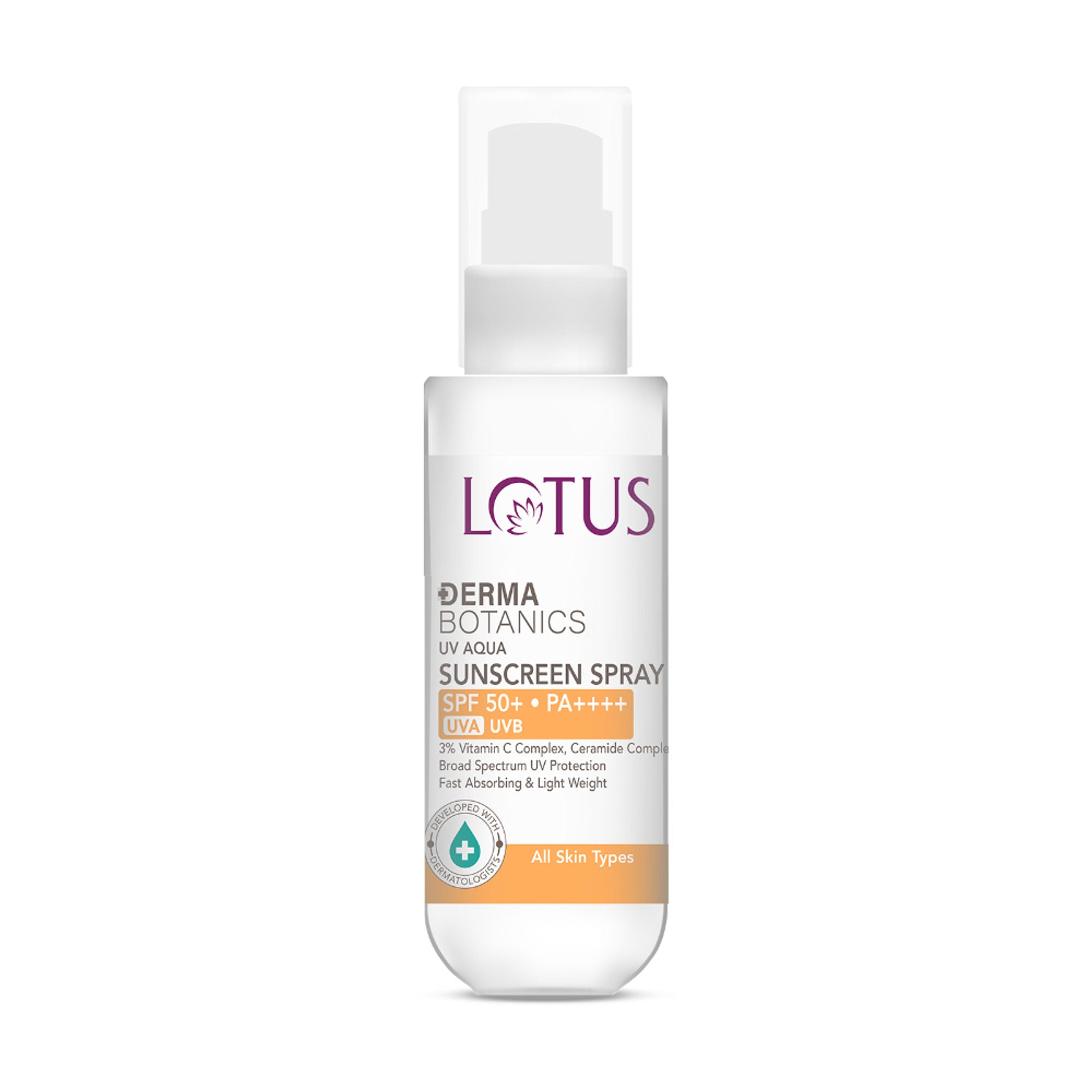 Lotus DermaBotanics 3% Vitamin C Complex + Ceramide Complex UV Aqua Sunscreen Spray SPF 50 + PA++++ additional image 9