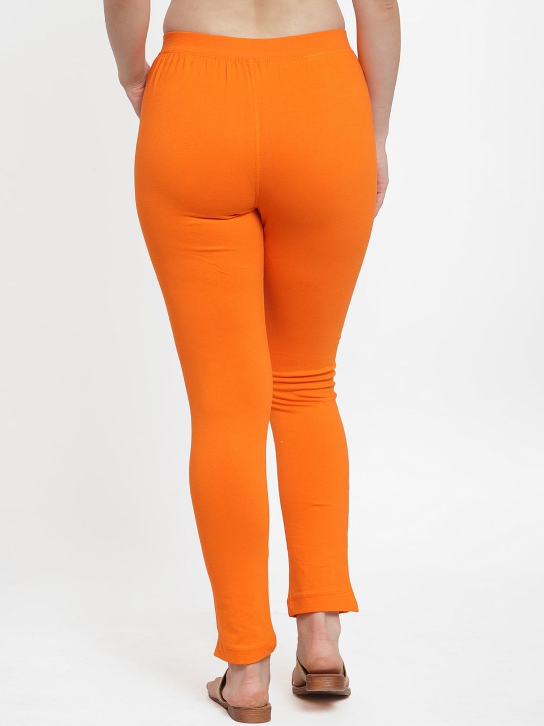 TAG 7 Women Pack Of 2 Orange & Black Solid Straight-Fit Ankle-Length Leggings - Distacart