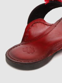 Thumbnail for House of Pataudi Men Maroon & Black Textured Handcrafted Comfort Sandals