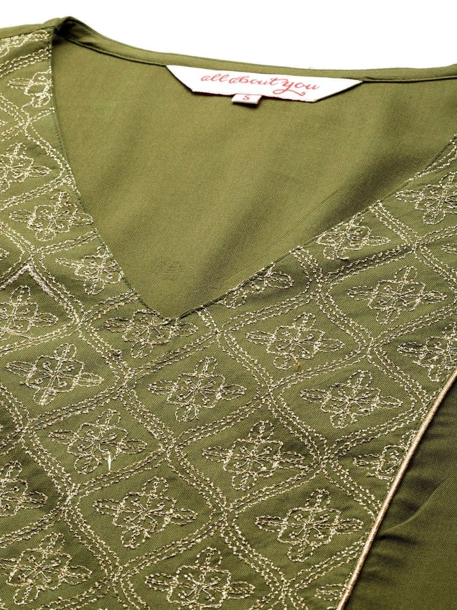 All About You Ethnic Motifs Yoke Design Regular Kurta with Trousers & With Dupatta - Distacart