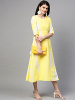 Thumbnail for AURELIA Women Yarn Dyed A-Line Cotton Dress - Distacart