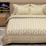 Thumbnail for White Orange Ethnic Motifs Cotton 200TC King Bedsheet With 2 Zipper Pillow Covers - King Size by House of Ree - Distacart