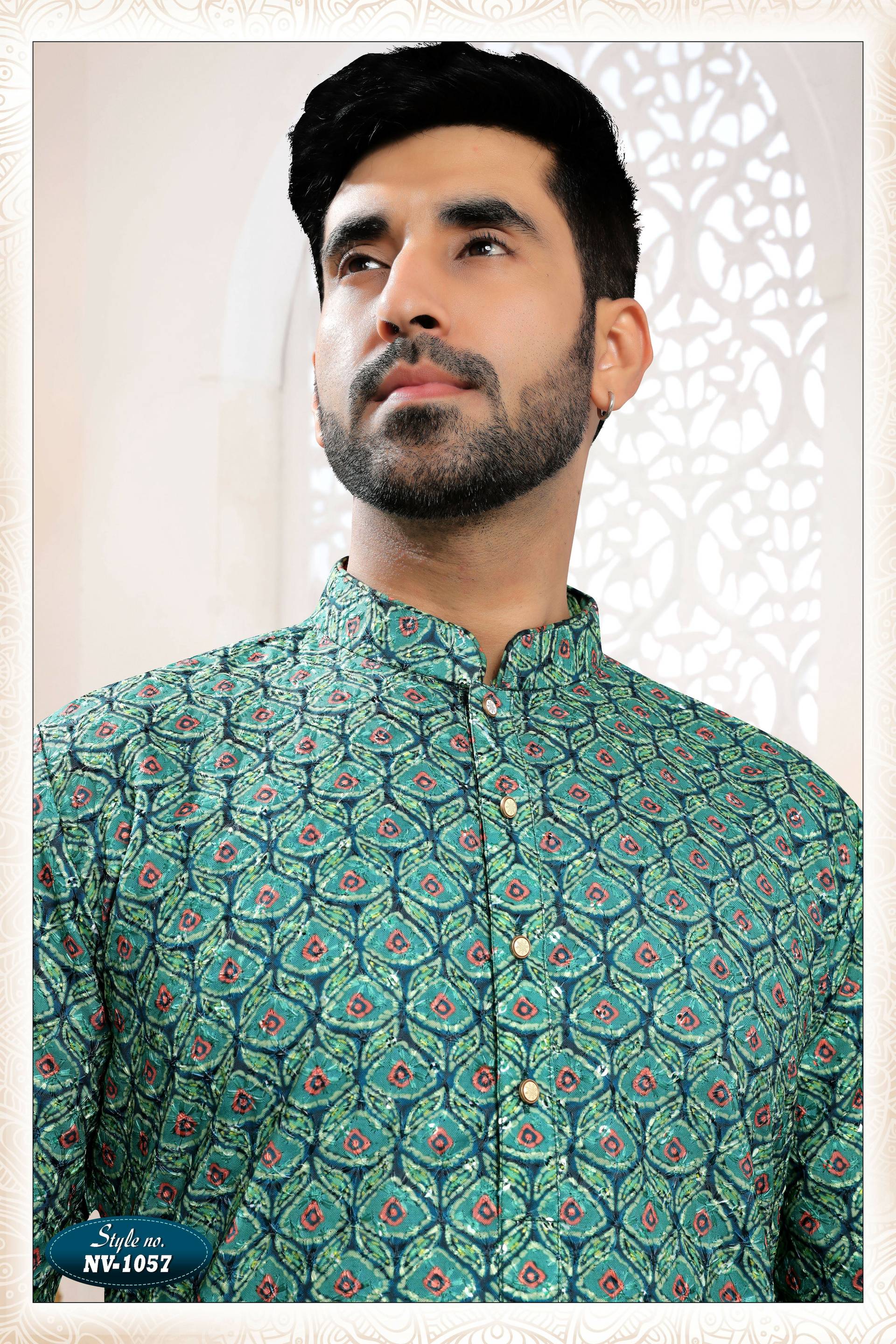 Joban Fashion Men's Green Straight Rayon Thread And Sequence Embroidery All Over Kurta Set - Distacart