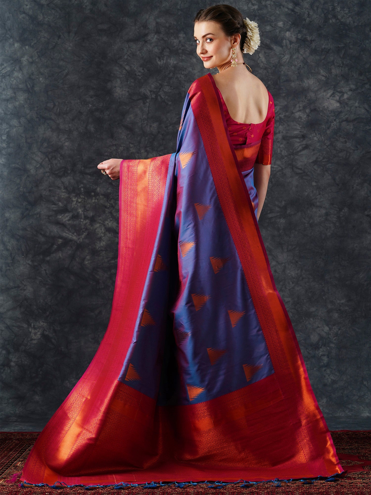 NOZ2TOZ Women's Silk Blend Blue Woven Design Designer Saree With Blouse Piece - Distacart