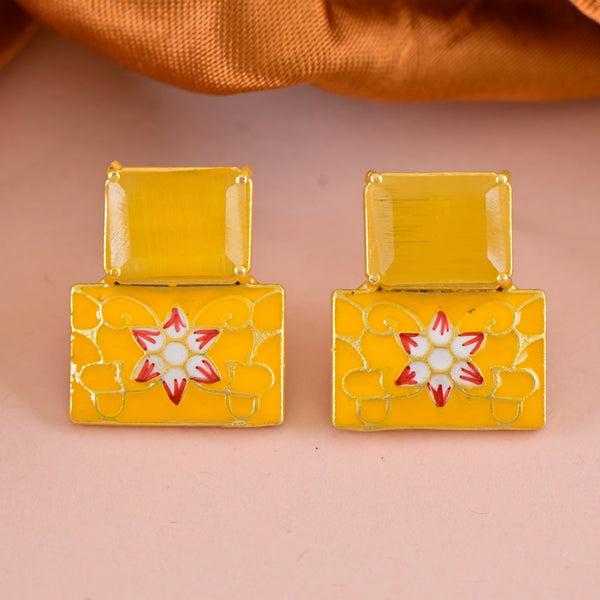 Joban Fashion Women Brass Yellow Onyx Earrings - Distacart