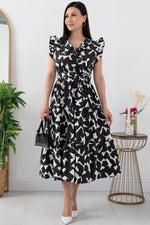 Thumbnail for Pimu V-Neck Maxi Dress with Graphic Print-Black