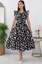 Thumbnail for Pimu V-Neck Maxi Dress with Graphic Print-Black