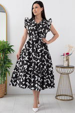 Thumbnail for Pimu V-Neck Maxi Dress with Graphic Print-Black