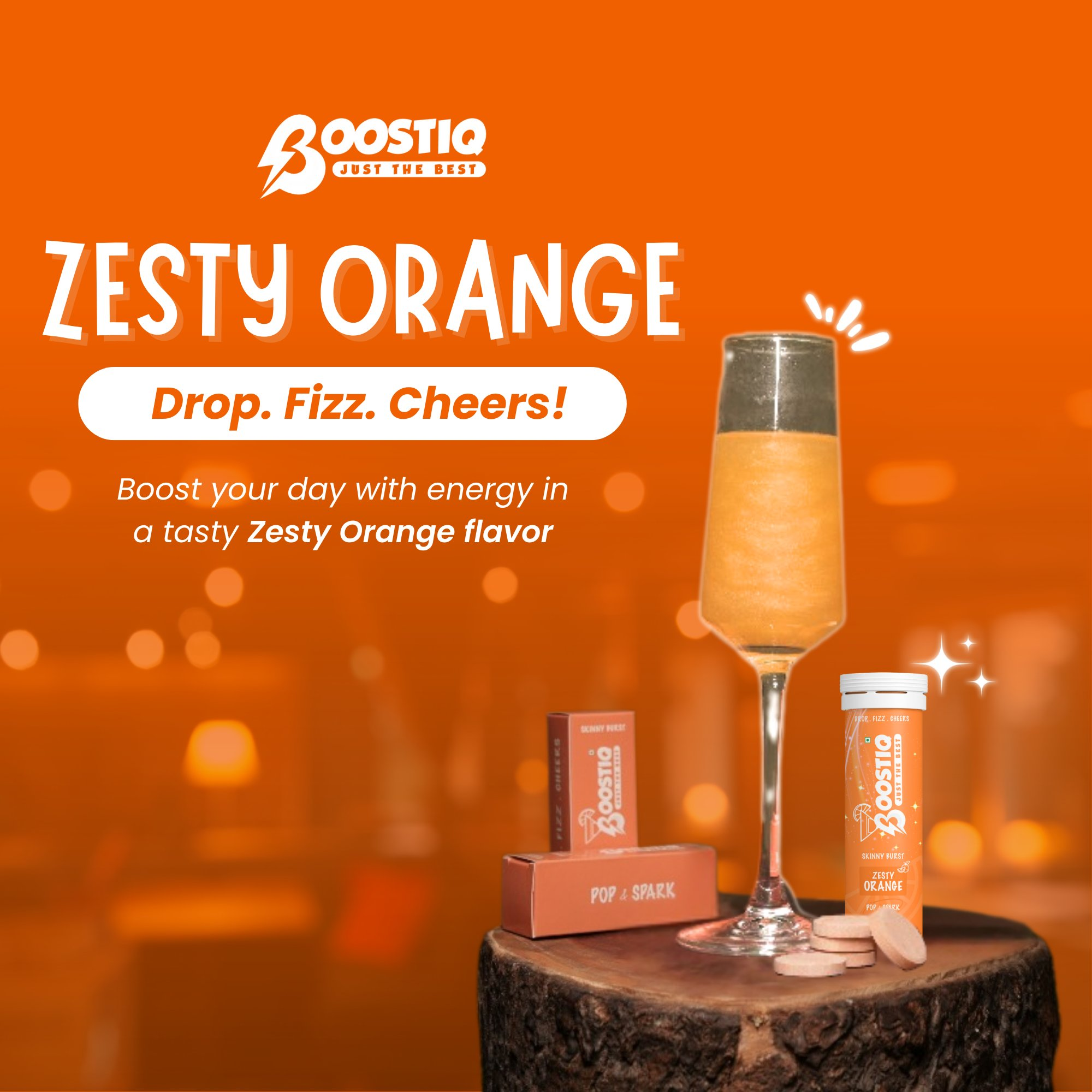 BOOSTIQ Pop & Spark Effervescent Tablets - Zesty Orange - Distacart