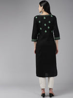 Thumbnail for ADA Ethnic Motifs Embroidered Chikankari Cotton Straight Kurta - Distacart