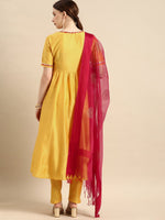 Thumbnail for All About You Women Yellow & Red Gotta Patti Kurta with Trousers & With Dupatta - Distacart