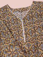 Thumbnail for Ode by House of Pataudi Floral Printed Regular Pure Cotton Kurta with Trousers - Distacart