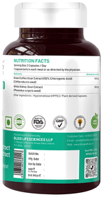 Thumbnail for bliss welness weight management carb controller green coffee bean extract veg capsule