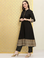 Thumbnail for Ode by House of Pataudi Women Black Bandhani Pleated Kurta with Trousers & With Dupatta - Distacart