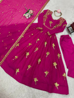 Thumbnail for The52 Women's Gorgeous Faux Georgette Fabric Embroidery Work Flared Anarkali Pant and Dupatta Set - Distacart