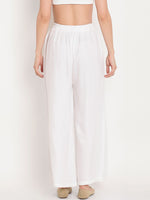 Thumbnail for TAG 7 Women Pack Of 2 White & Navy Blue Solid Flared Palazzos