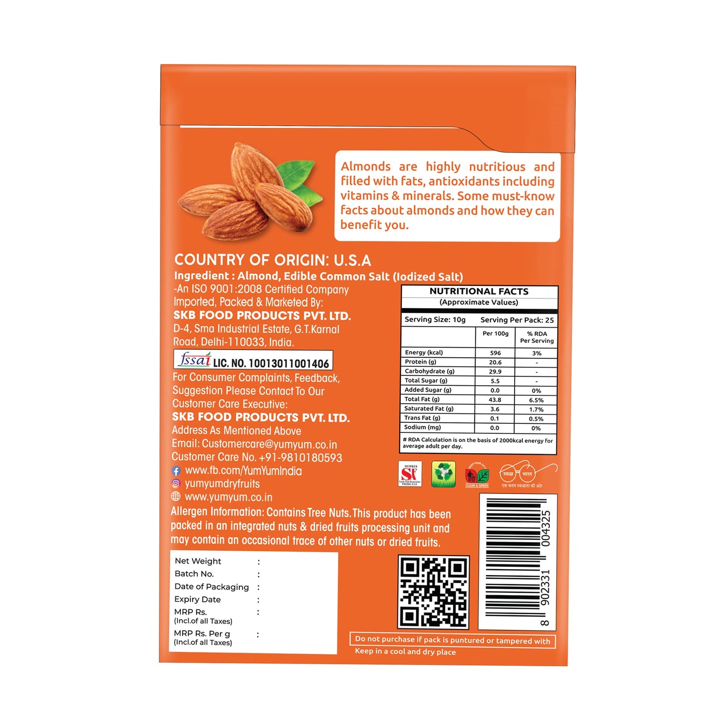 Yum Yum California Roasted & Salted Almonds Box - Dista