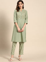 Thumbnail for All About You Women Pure Cotton Ethnic Motifs Printed Kurta with Trousers - Distacart