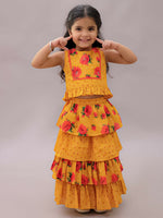 Thumbnail for Lil Drama Genda Phool Mustard Choli and Lehanga Set For Girls