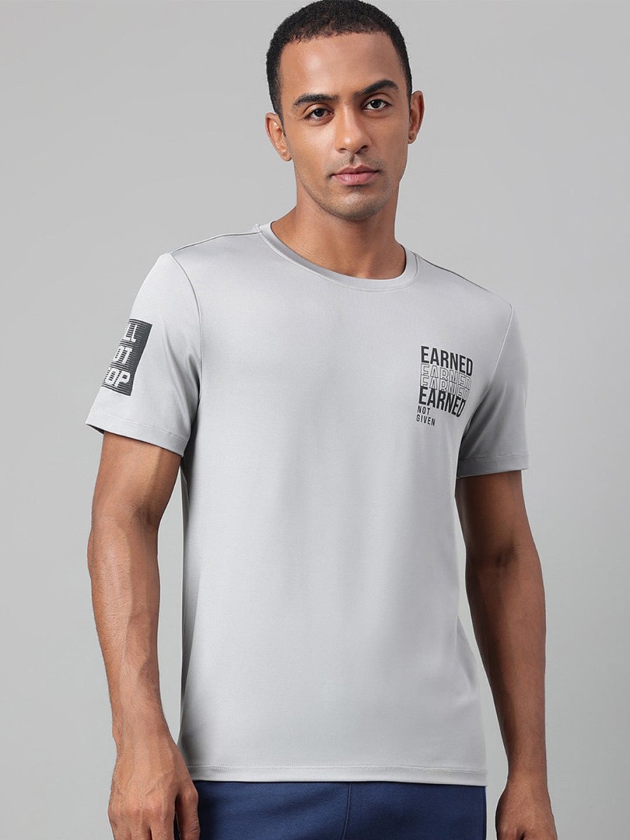 Alcis Typography Printed Anti-Static Dry Tech Slim Fit Sports T-shirt - Distacart