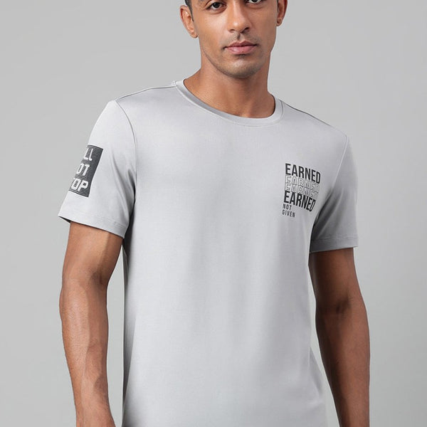 Alcis Typography Printed Anti-Static Dry Tech Slim Fit Sports T-shirt - Distacart