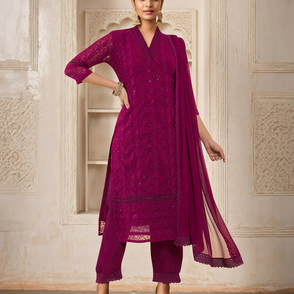 Soch Paisley Embroidered Sequinned Kurta With Trousers & Dupatta - Distacart