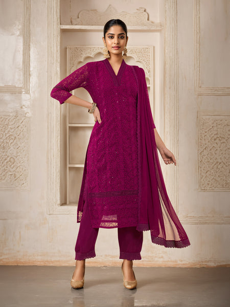 Soch Paisley Embroidered Sequinned Kurta With Trousers & Dupatta - Distacart