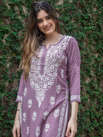 Thumbnail for Kalini Ethnic Motifs Embroidered Thread Work Cotton Straight Kurta - Distacart