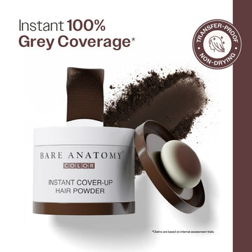 Bare Anatomy Cover-Up Hair Powder 100% Instant Grey Coverage Seamless Natural Finish - Brown