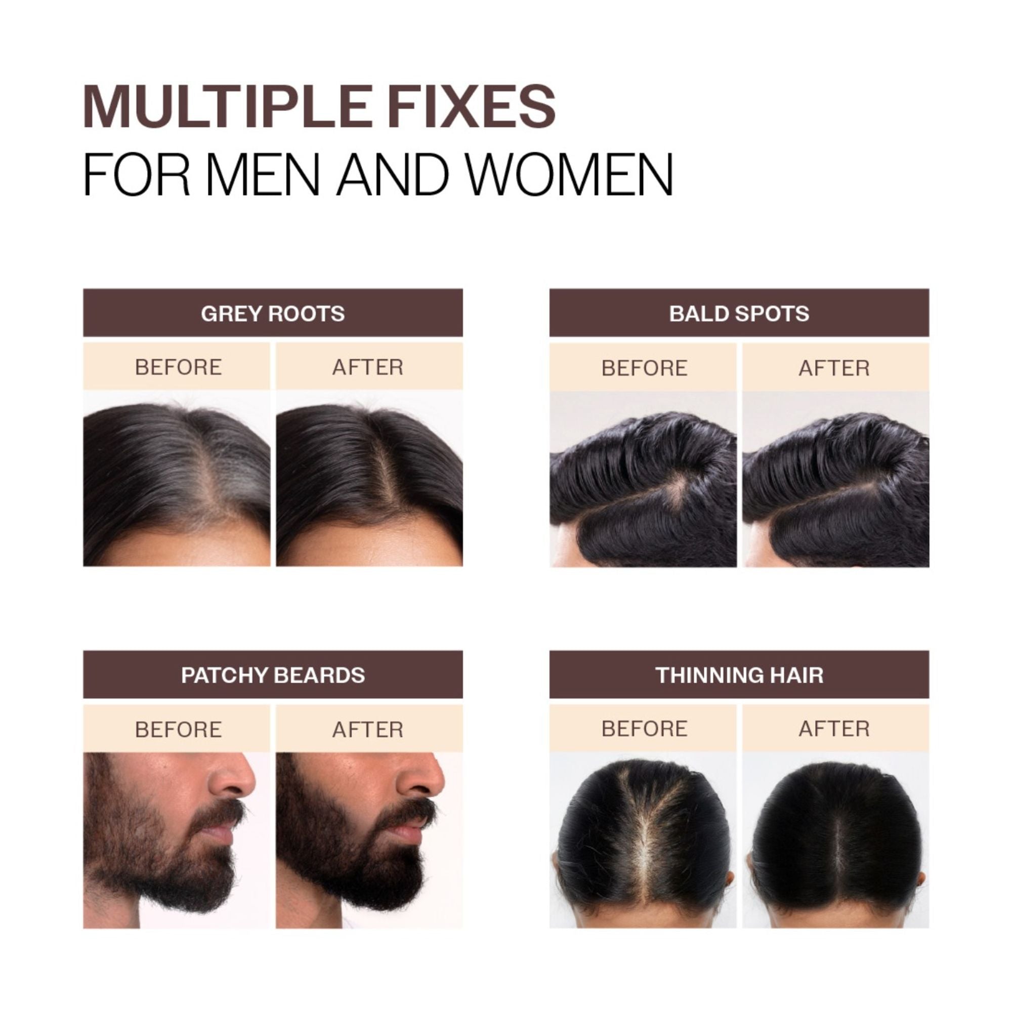 Bare Anatomy Cover-Up Hair Powder 100% Instant Grey Coverage Seamless Natural Finish - Brown - Dista