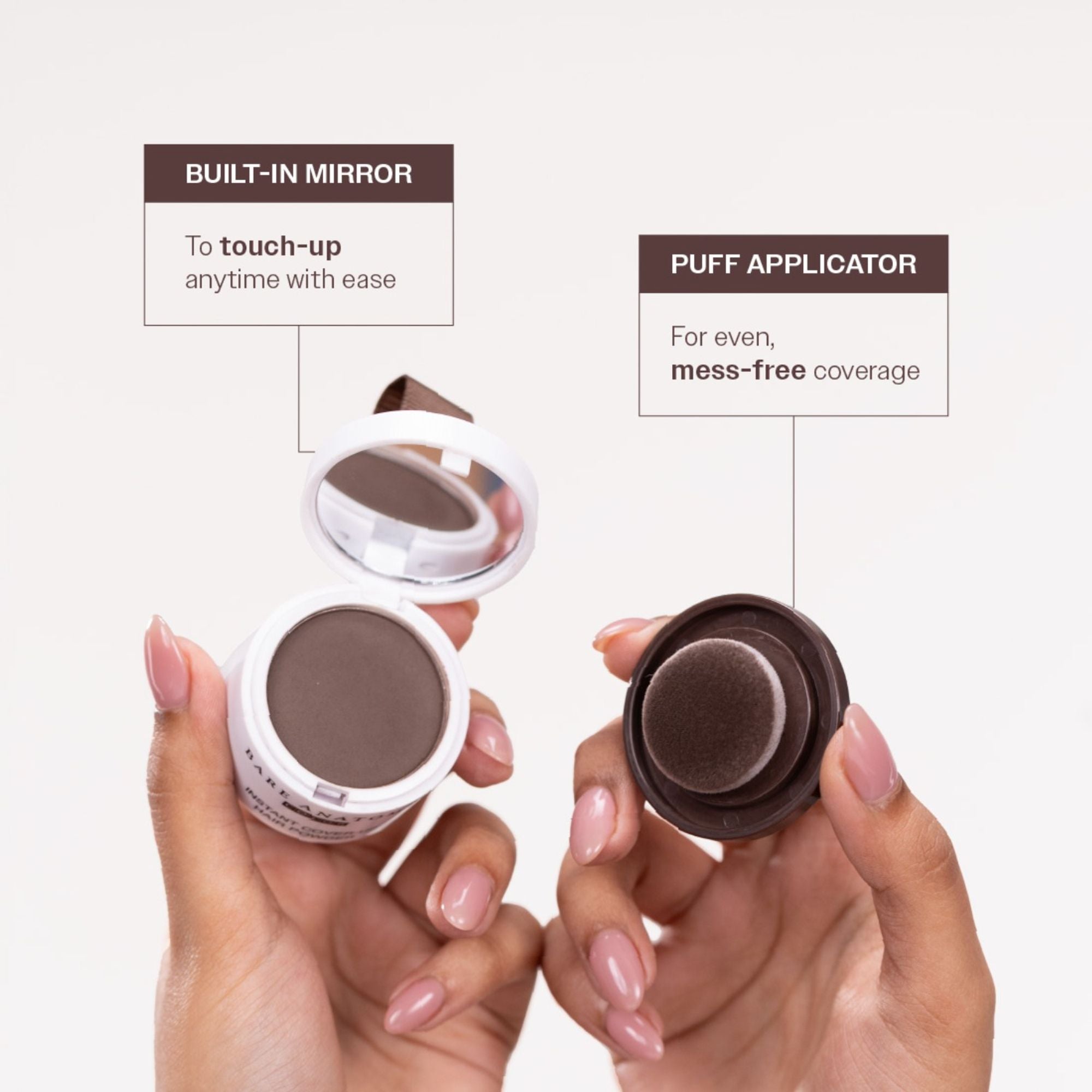 Bare Anatomy Cover-Up Hair Powder 100% Instant Grey Coverage Seamless Natural Finish - Brown - Dista