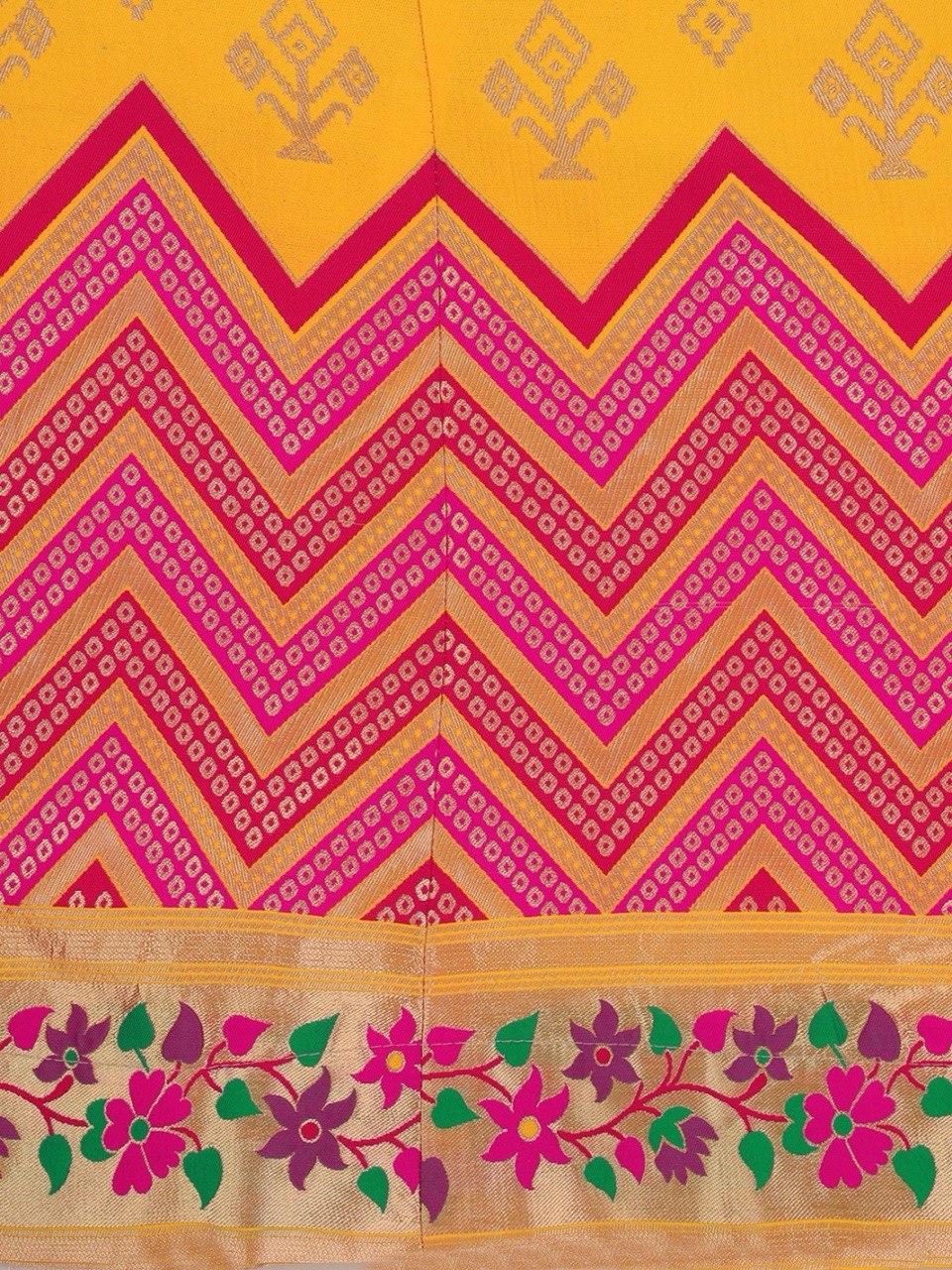 Lorenvalley Fashion Yellow Brocade Fabric Lehenga & Unstitched Blouse With Dupatta - Distacart