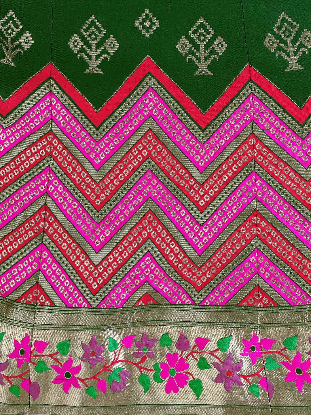 Lorenvalley Fashion Green Brocade Fabric Lehenga & Unstitched Blouse With Dupatta - Distacart