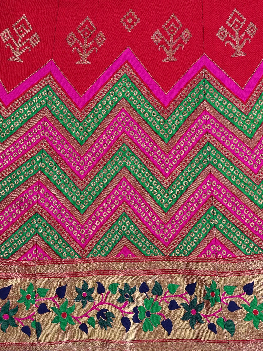 Lorenvalley Fashion Red Brocade Fabric Lehenga & Unstitched Blouse With Dupatta - Distacart