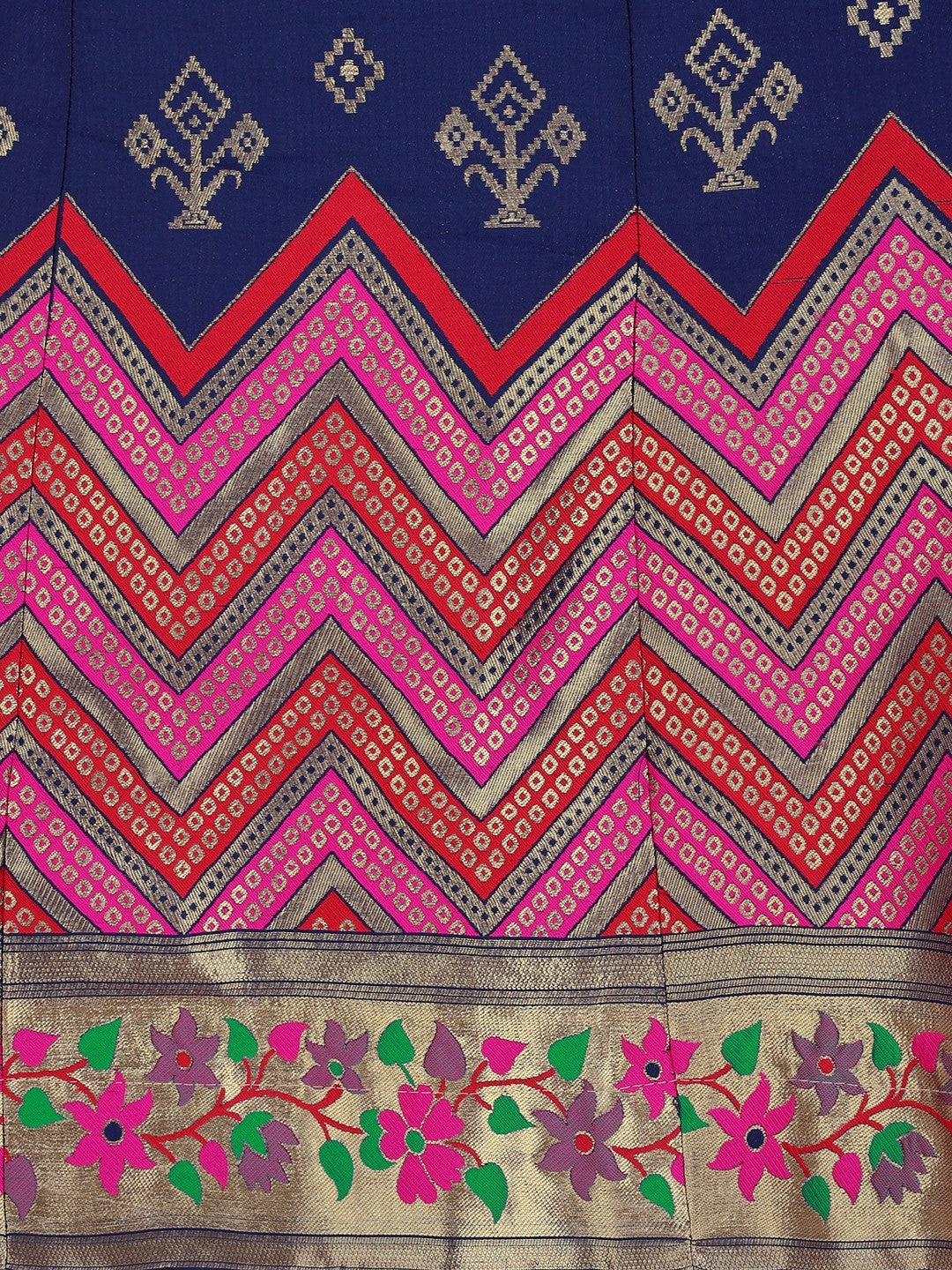 Lorenvalley Fashion Blue Brocade Fabric Lehenga & Unstitched Blouse With Dupatta - Distacart