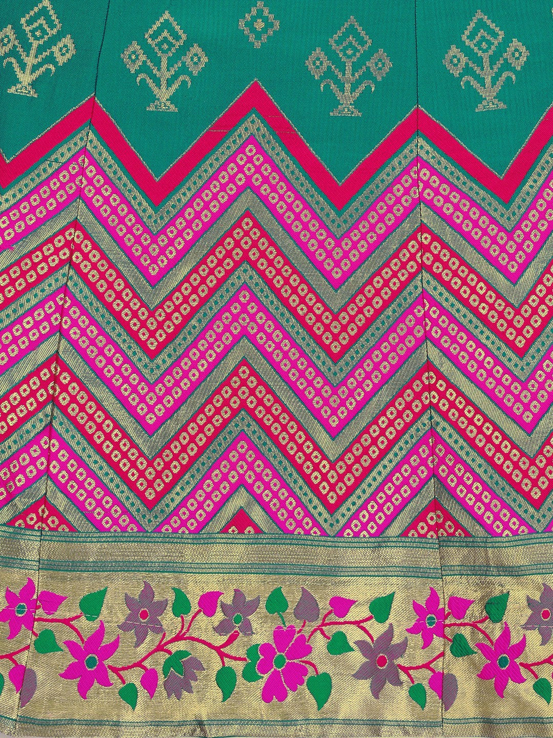 Lorenvalley Fashion Teal Brocade Fabric Lehenga & Unstitched Blouse With Dupatta - Distacart