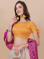 Thumbnail for Lorenvalley Fashion Peach Brocade Fabric Lehenga & Unstitched Blouse With Dupatta - Distacart