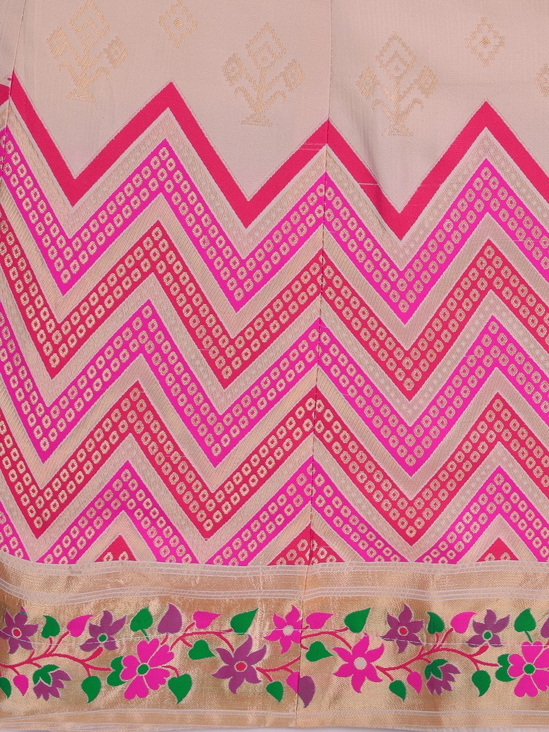 Lorenvalley Fashion Peach Brocade Fabric Lehenga & Unstitched Blouse With Dupatta - Distacart