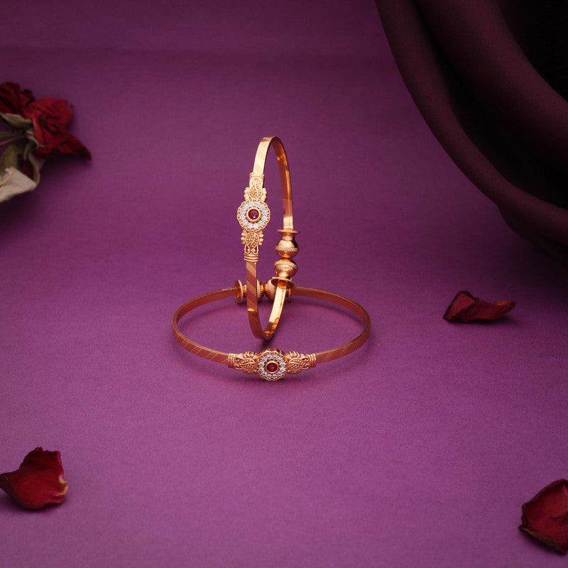 Tehzeeb Creations Brass Gold-Polished Bangle Set - Distacart