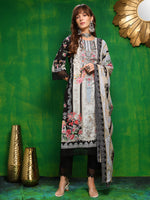 Thumbnail for Pakistani Printed Kurta With Pant & Dupatta, Black - Hiral Fashion - Dista