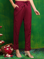 Thumbnail for Bandhani Printed And Embroidered Kurta With Pant & Dupatta, Wine - Hiral Fashion - Distacart