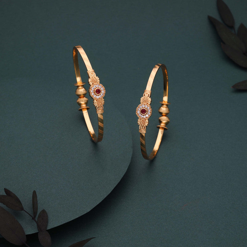 Tehzeeb Creations Brass Gold-Polished Bangle Set - Distacart