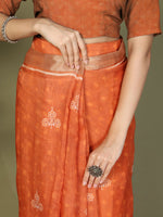 Thumbnail for Astita Cotton Orange Saree