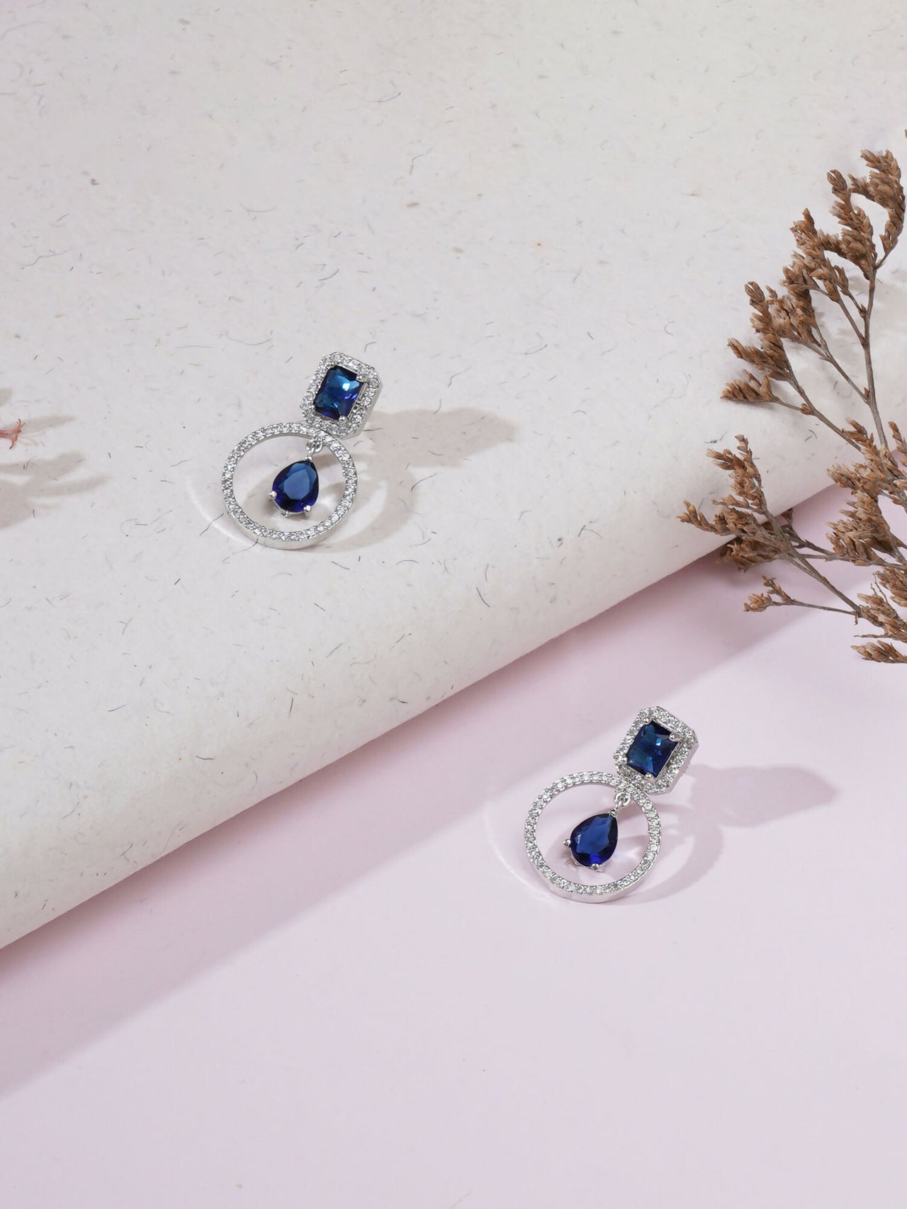 Stone kundan earrings (Blue) - Ruby Raang - Distacart